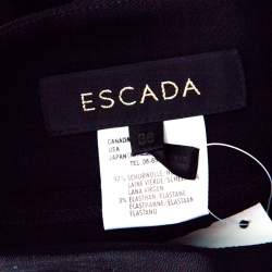 Pre Owned Escada Black Wool Topstitch Detail Straight Fit Formal Trousers M