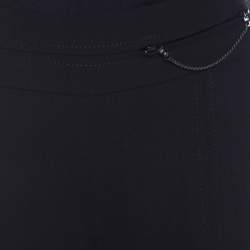 Pre Owned Escada Black Wool Topstitch Detail Straight Fit Formal Trousers M