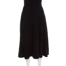 Pre Owned Escada Black Stretch Wool Paneled A Line Ryanta Skirt XL