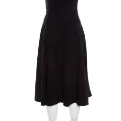Pre Owned Escada Black Stretch Wool Paneled A Line Ryanta Skirt XL