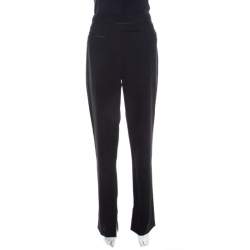 Escada Black Wool Welt Pocket Detail Tailored High Waist Trousers M