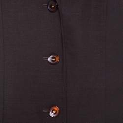 Escada Dark Brown Stretch Wool Raglan Sleeve Paneled Blazer XL