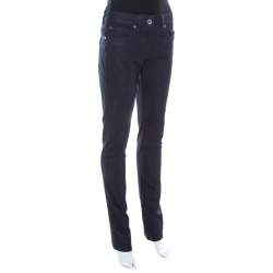 Pre Owned Escada Navy Blue Glitter Denim Straight Leg Jeans S