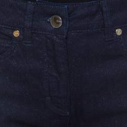 Pre Owned Escada Navy Blue Glitter Denim Straight Leg Jeans S