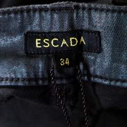 Pre Owned Escada Grey Coated Stretch Denim Straight Leg Jeans S