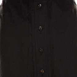Escada Black Linen Silk Button Front Maxi Skirt M