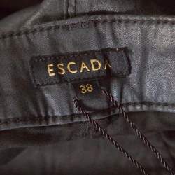 Escada Grey Coated Stretch Denim Straight Leg Jeans M