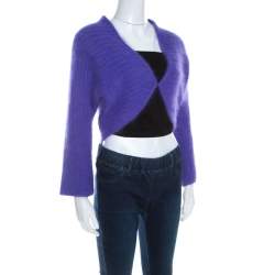 Escada Purple Angora Blend Button Front Fuzzy Bolero L