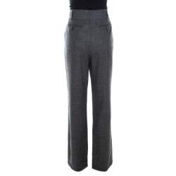 Escada Grey Wool Straight Fit Tailored Hose Trousers L