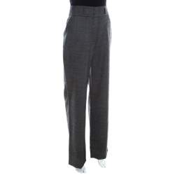 Escada Grey Wool Straight Fit Tailored Hose Trousers L