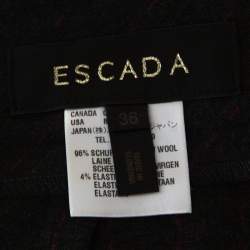 Escada Grey Contrast Broken Striped Stretch Wool High Waist Trousers M