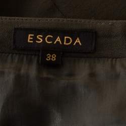 Pre Owned Escada Olive Green Wool Rami Pencil Skirt L