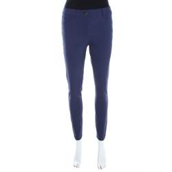 Pre Owned Escada Saphire Blue Stretch Crepe Tapered Tygan Trousers S