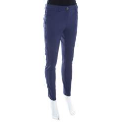 Pre Owned Escada Saphire Blue Stretch Crepe Tapered Tygan Trousers S