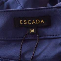Pre Owned Escada Saphire Blue Stretch Crepe Tapered Tygan Trousers S