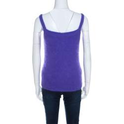 Pre Owned Escada Purple Angora Rib Knit Silk Lined Fuzzy Tank Top M