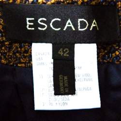 Pre Owned Escada Bicolora Wool and Alpaca Blend Textured Pencil Skirt L