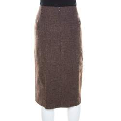 Pre Owned Escada Bicolora Wool and Alpaca Blend Textured Pencil Skirt L