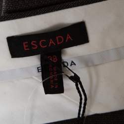 Escada Brown Wool and Silk Jacquard High Waist Wide Leg Trousers M