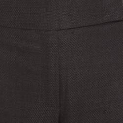 Escada Brown Wool and Silk Jacquard High Waist Wide Leg Trousers M