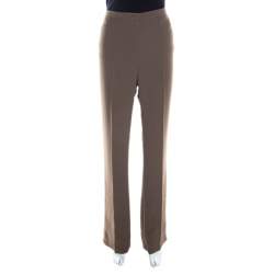 Escada Tobacco Brown Crepe High Waist Tamlyn Trousers M