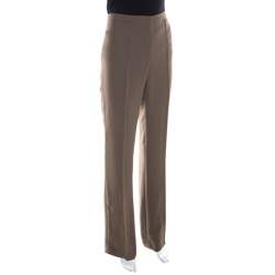 Escada Tobacco Brown Crepe High Waist Tamlyn Trousers M