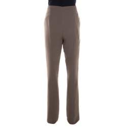 Escada Tobacco Brown Crepe High Waist Tamlyn Trousers M