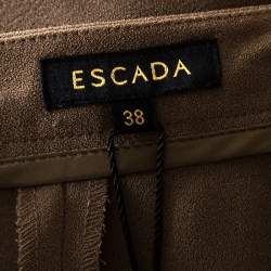 Escada Tobacco Brown Crepe High Waist Tamlyn Trousers M