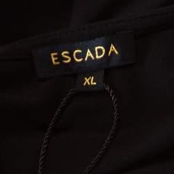 Pre Owned Escada Black Lace Overlay Jersey Crystal Embellished Scoop Neck Erbrou Top XL