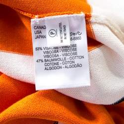 Pre Owned Escada Orange Striped Rib Knit Sleeveless Top XL