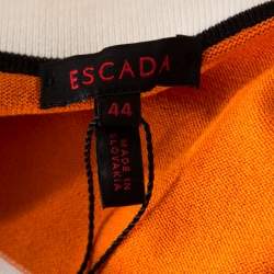 Pre Owned Escada Orange Striped Rib Knit Sleeveless Top XL