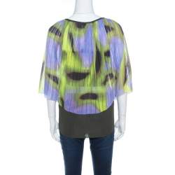 Escada Multicolor Fantasy Print Knit Kimono Sleeve Cardigan L
