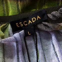 Escada Multicolor Fantasy Print Knit Kimono Sleeve Cardigan L