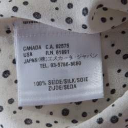 Escada Off White and Black Polka Dotted Silk Sleeveless Top M