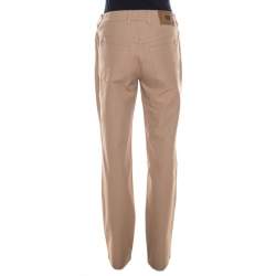 Pre Owned Escada Caramel Brown Stretch Denim High Rise Straight Leg Tessa Trousers M