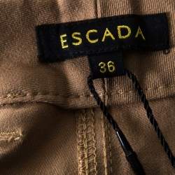 Pre Owned Escada Caramel Brown Stretch Denim High Rise Straight Leg Tessa Trousers M