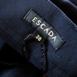 Pre Owned Escada Navy Blue Wool Straight Leg Tzipora Formal Trousers M