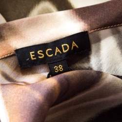 Escada Abstract Fantasy Printed Silk Satin Cowl Neck Sleeveless Top M