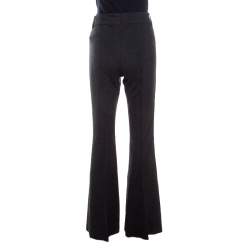 Pre Owned Escada Charcoal Grey Marled Knit Bootcut Thesi Trousers M