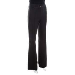 Pre Owned Escada Charcoal Grey Marled Knit Bootcut Thesi Trousers M