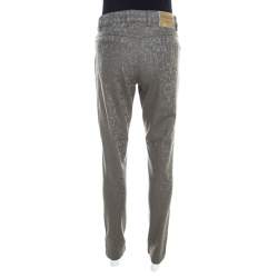 Pre Owned Escada Grey Floral Jacquard Stretch Denim Skinny Jeans M
