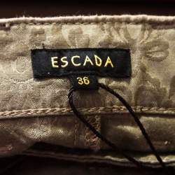 Pre Owned Escada Grey Floral Jacquard Stretch Denim Skinny Jeans M