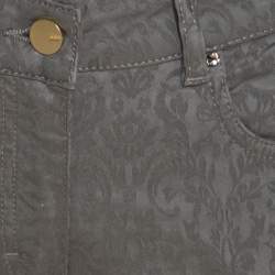 Pre Owned Escada Grey Floral Jacquard Stretch Denim Skinny Jeans M