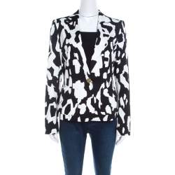 Escada Monochrome Abstract Printed Cotton Bariska Blazer M
