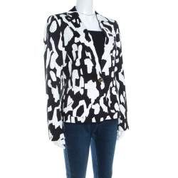 Escada Monochrome Abstract Printed Cotton Bariska Blazer M