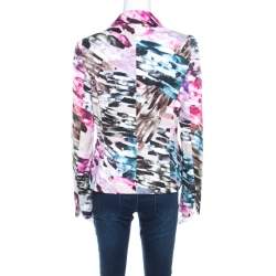 Pre Owned Escada Abstract Fantasy Printed Cotton Jacquard Burka Blazer M