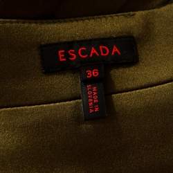 Pre Owned Escada Olive Green Silk Blend Pencil Skirt M