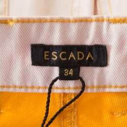 Escada Pale Beige Denim Contrast Topstitch Detail Tapered Jeans S