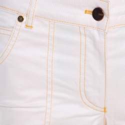 Escada Pale Beige Denim Contrast Topstitch Detail Tapered Jeans S