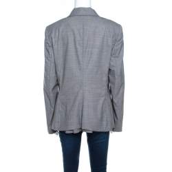 Escada Grey Houndstooth Wool Asymmetric Bibi Jacket L